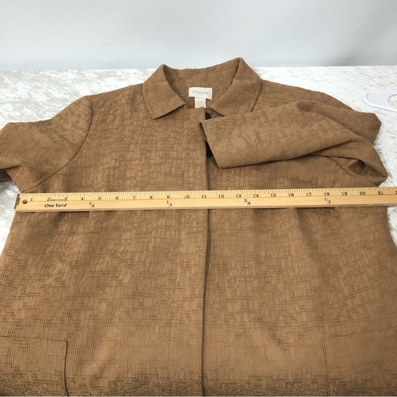 Chico’s Copper Brown Textured Jacquard Jacket women’s Chico’s Size 2; US Size L - Picture 8 of 11